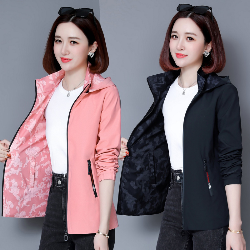Detachable Hood Reversible Jacket for Women 2026 Spring and Autumn New Casual Versatile Slimming Jacket Top Detachable Hood Reversible Jacket for Women 2026 Spring and Autumn New Casual Versatile Slimming Jacket Top