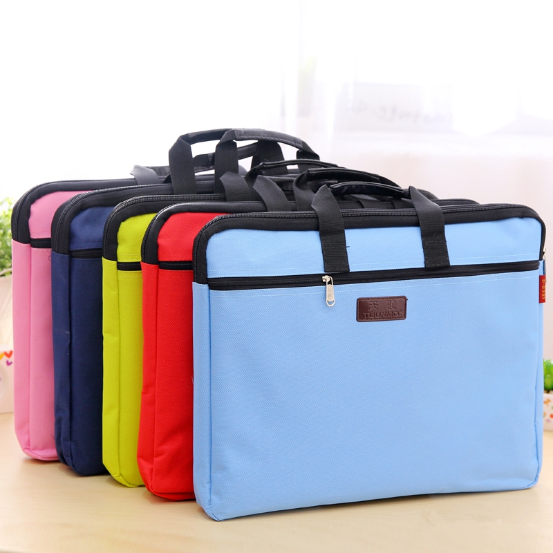 A4 Canvas document bag Zipper bag Large capacity portable information bag Male and female students document bag Office customization