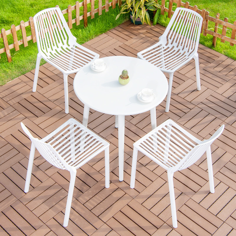 Outdoor table and chairs Leisure minimalist net red Nordic milk tea shop Plastic chair Courtyard Garden Terrace Outdoor Iron Art Table