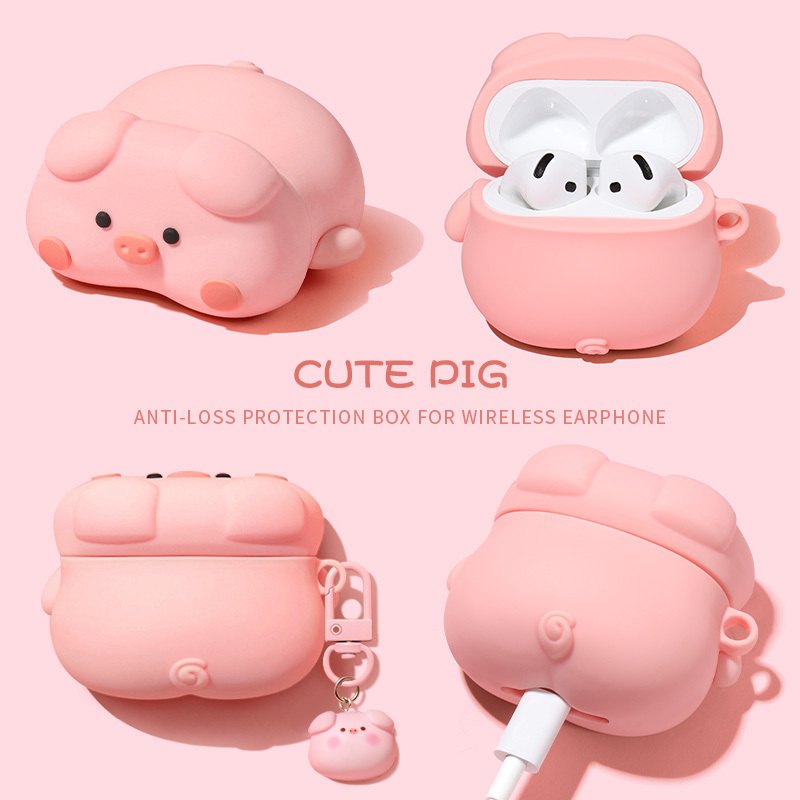 Suitable for AirPods 4 Protective Case, Noise-Cancelling Apple Earphone Cover, High-End Pro Second Generation Bluetooth AirPods 4 Silicone AirPods Pro 3 Cute Pig Ipods Creative AirPods Pro 2 Case