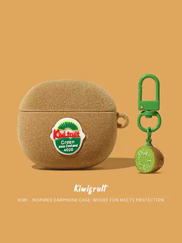 Fruity Kiwi Fruit Earbud Case with Keychain Charm Phone Case for AirPods 4, AirPods 3 & AirPods Pro 3 and 2