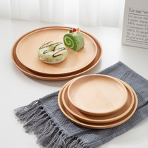 Beech disc log plate Creative fruit plate Wooden plate snack coffee plate Solid wood tray food camera props