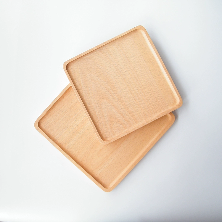 Ly gỗ Nhật Bản, khay vuông, đĩa ăn sáng, đĩa bánh trái cây elm, đĩa gỗ vuông, khay trà - Tấm khay gỗ tròn