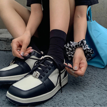 Top version hot girl with the same square head sneakers female trendy lovers spell low helper head sneakers block shoes