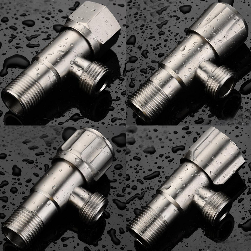 SUS304 stainless steel three-way angle valve toilet thickened explosion-proof water stop valve Hot and cold water stop valve Explosion-proof angle valve switch