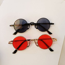 Children sun glasses childrens fashion catwalk round frame sunglasses 3-12 years old middle and big childrens glasses UV sunshade mirror