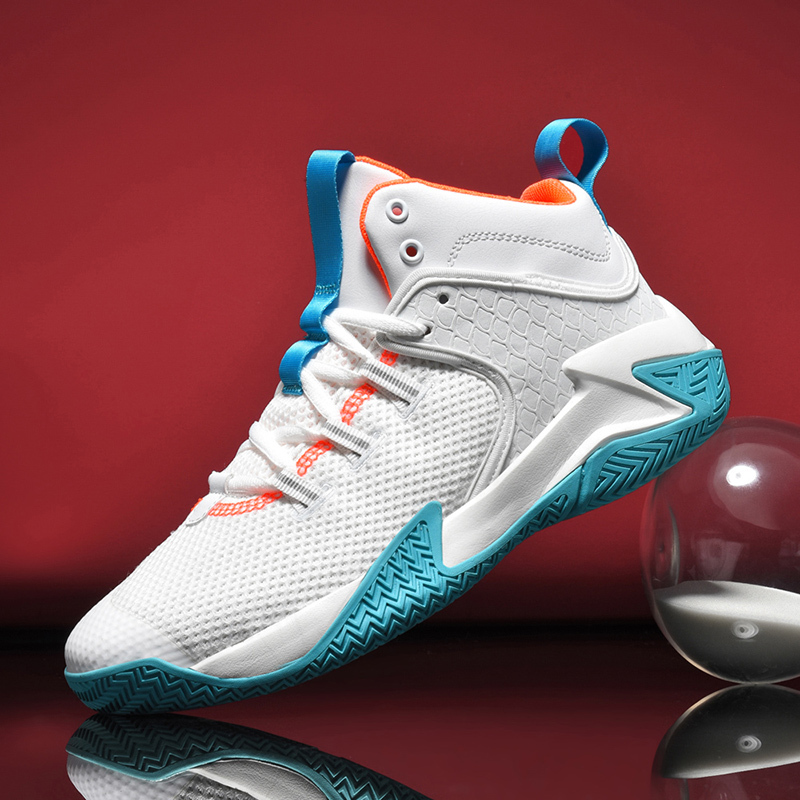 Extra Large Size Sneakers for Men, Spring and Summer Mid-Top Mesh Breathable Shock-Absorbing Wear-Resistant Student Practical Basketball Sneakers and Running Shoes