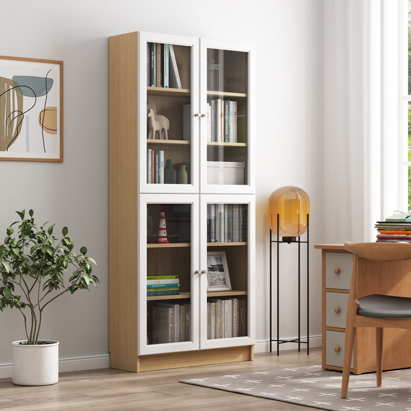 Nordic minimalist stratified solid wood bookshelves bedroom living room Easy-to-floor integrated by wall desktop bookcase shelving shelf