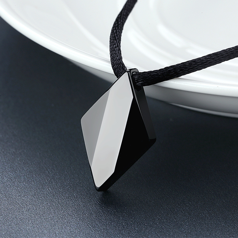 Black Rope Tungsten Gold Pendant Men's Necklace Trendy Simple Versatile Clavicle Chain Neck Jewelry Black Pendant