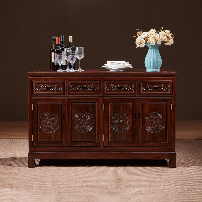 Chinese style red wood dining cabinet solid wood furniture dining room edge cabinet East African acid branches African acid branches wood tea water cabinet