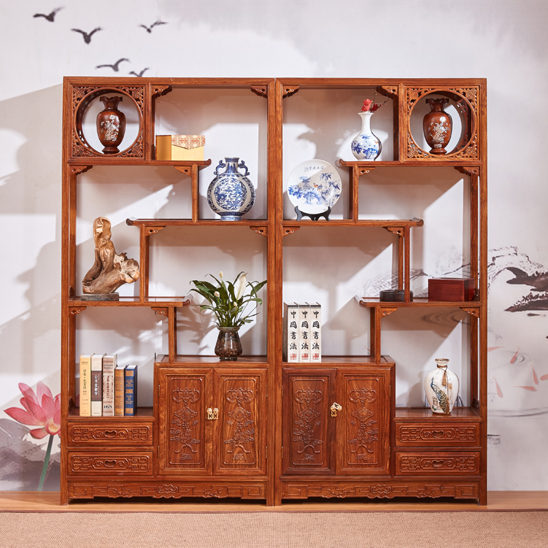 Chinese style red wood bou ancient shelf Hedgehog Purple Sandalwood Antique Genguan's living room solid wood furniture Rosewood Rosewood Multitreasure Chest