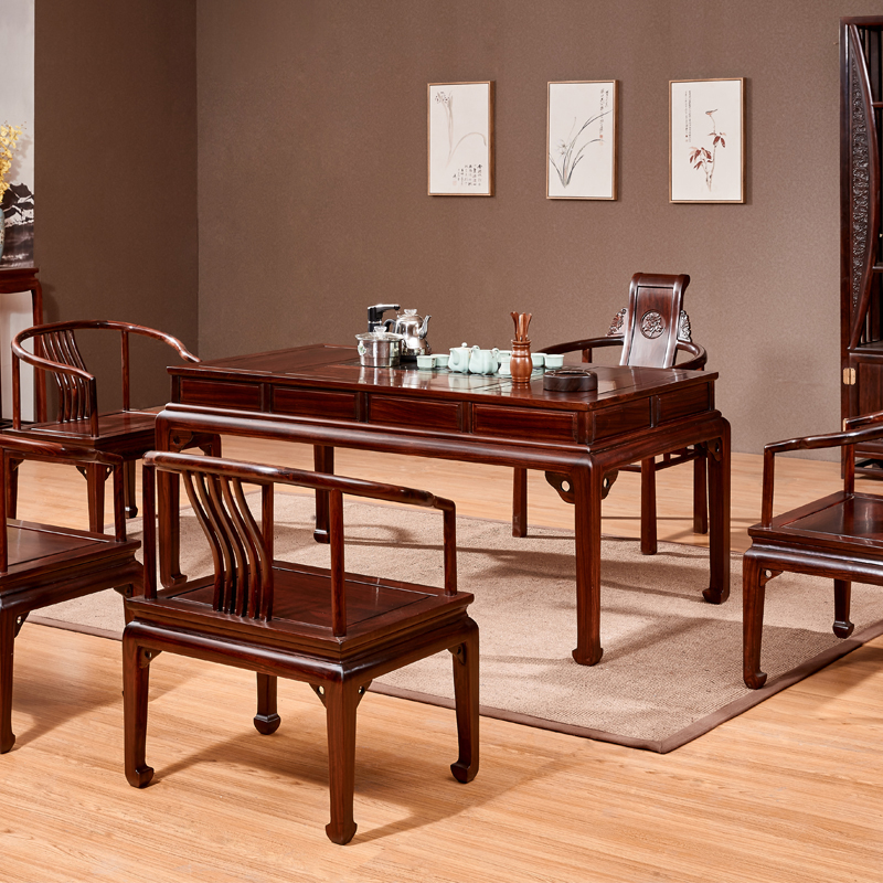 Chinese Mahogany Tea Table East African Acid Branches Tea Table and Chair Set Kung Fu Tea Table Solid Wood Furniture African Acid Branches Tea Table