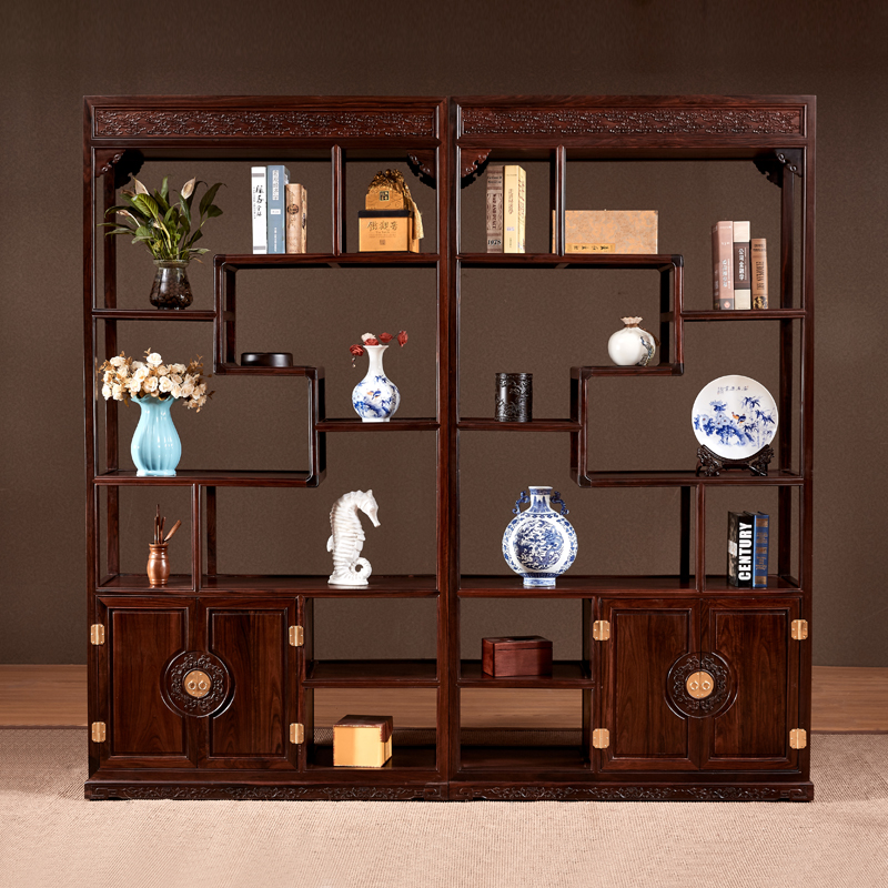 New Chinese red wood bou ancient frame solid wood furniture living room bookshelves East African sour branches Ancient Dong cabinet red and sour Branch wood Doloft