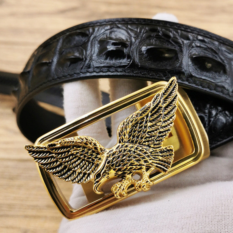 Alligator leather men belt belt men automatically button business leisure upscale slide adjustment trousers belt