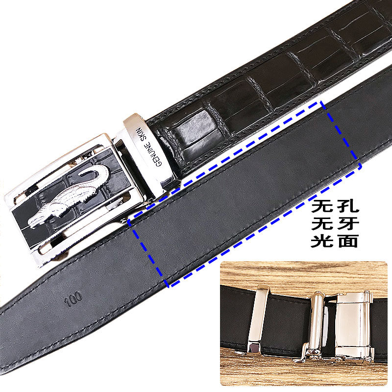 Thai crocodile belt men's genuine leather automatic buckle toothless and holeless belt high-end business casual men's trousers belt