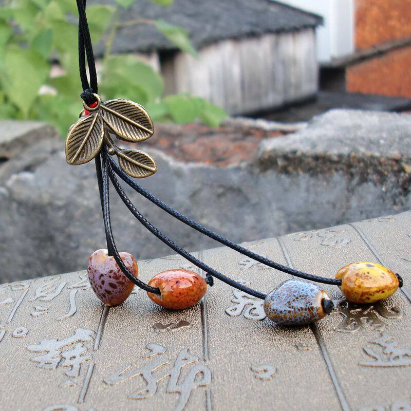 Ceramic Jewelry Special Handmade Ceramic Jewelry Long Stylish Sweater Chain Early Autumn Ornament Women's Accessories