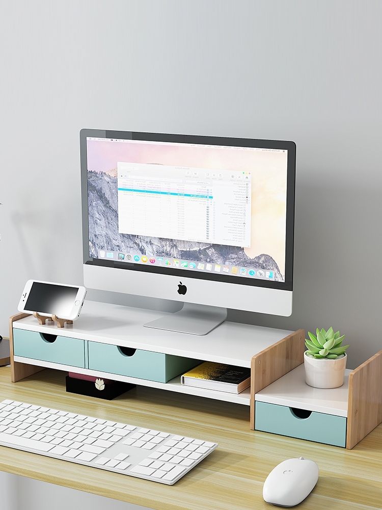 [USD 23.08] Desktop Computer Height Increasing Rack with Drawer