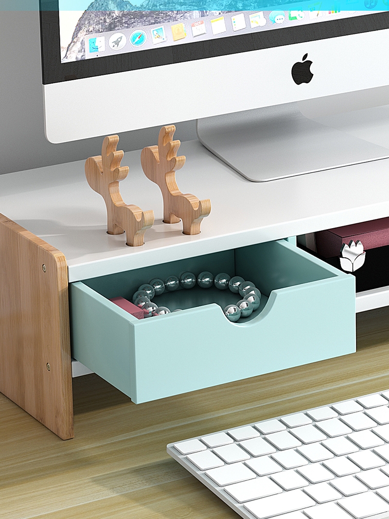 [USD 23.08] Desktop Computer Height Increasing Rack with Drawer