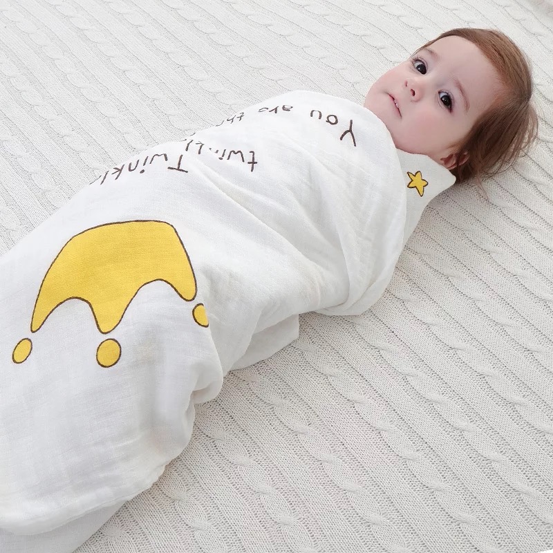 ins Crown Baby towel Newborn baby Gauze towel Swaddling blanket Bath towel Children's summer thin blanket Newborn
