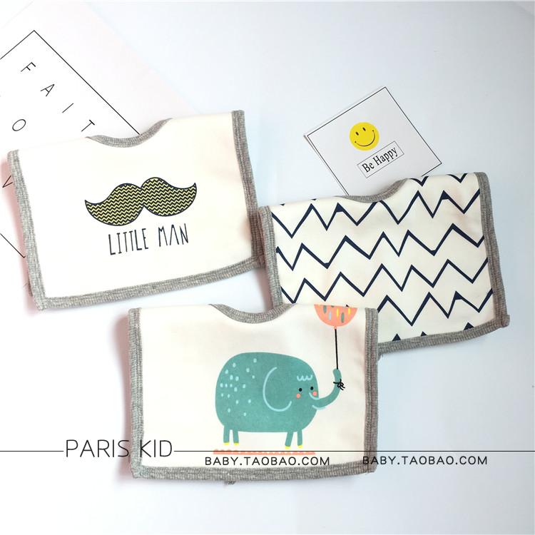 Three-piece baby saliva towel pure cotton waterproof square small bib Cotton baby eating bib pocket dark buckle Autumn and winter