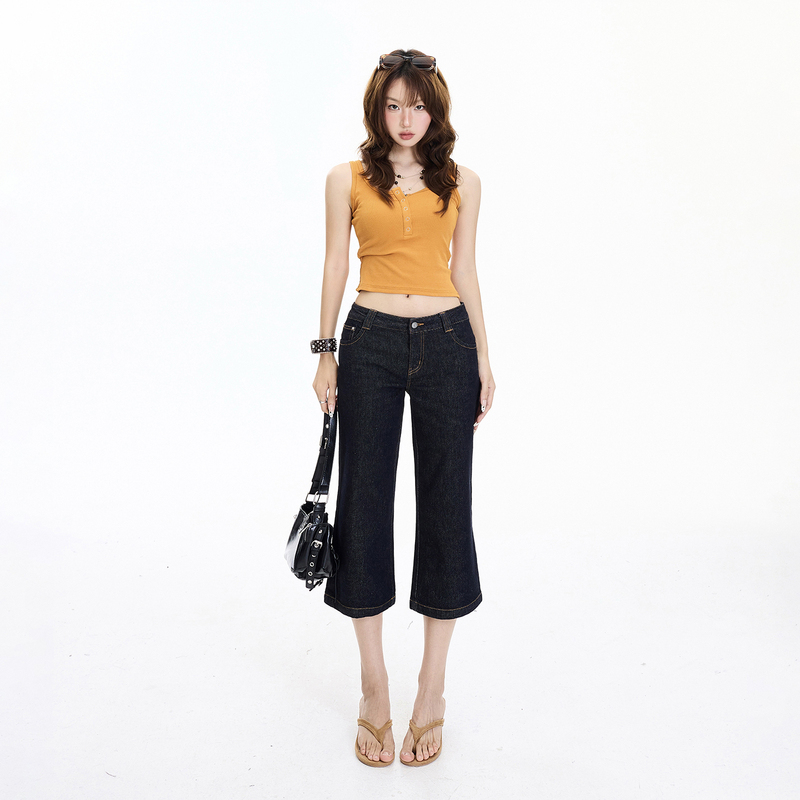 September Spring/Summer New American Retro Low-Waist Flared Jeans for Women, Slim Fit, Versatile, Slightly Flared Cropped Pants September Spring/Summer New American Retro Low-Waist Flared Jeans for Women, Slim Fit, Versatile, Slightly Flared Cropped Pants