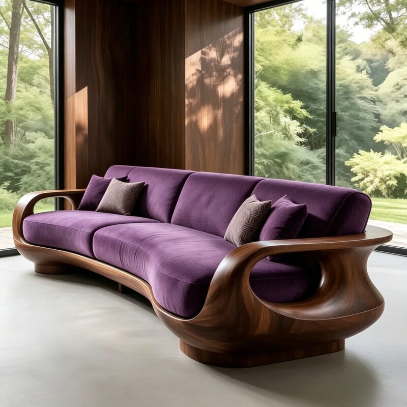 New Chinese-Style White Ash Solid Wood Sofa with Purple Velvet, Reclining and Sleeping, Living Room Leisure Chair, Mortise and Tenon Structure, Song-Style New Chinese-Style White Ash Solid Wood Sofa with Purple Velvet, Reclining and Sleeping, Living Room Leisure Chair, Mortise and Tenon Structure, Song-Style