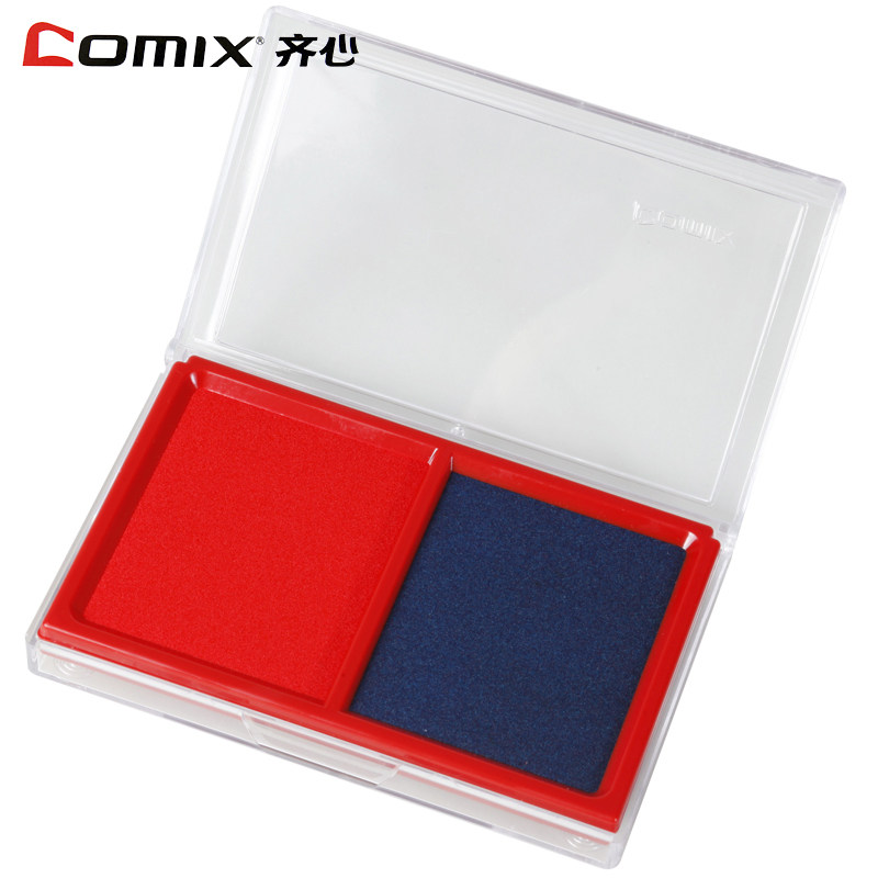 Qi Xin stationery printing pad Red and blue two-color quick-drying bright finance bank accounting office supplies Quick-drying printing mud printing pad