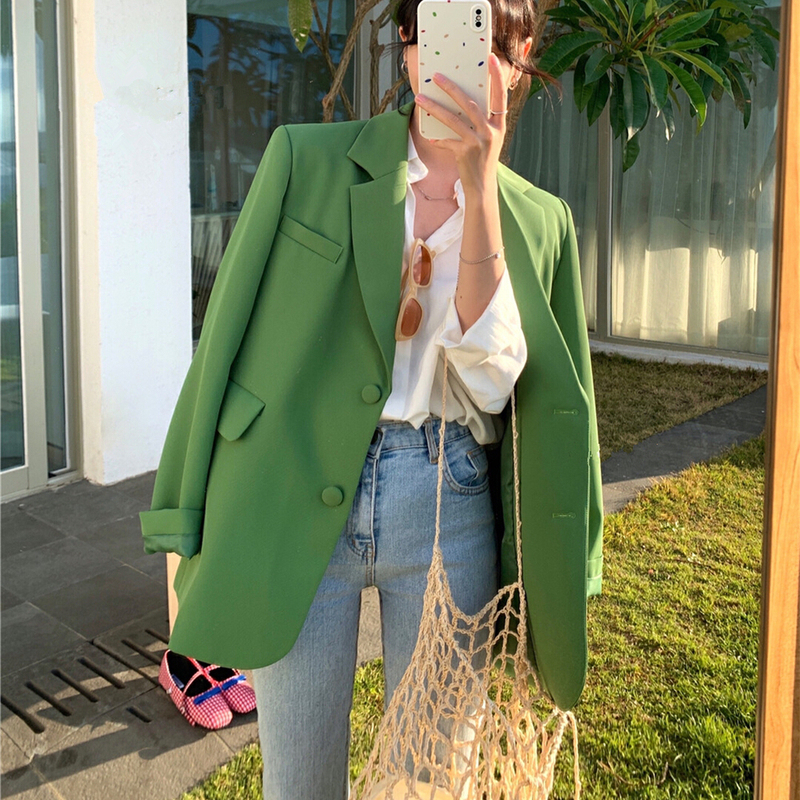 Chic Green Blazer with Unique Design, Petite Size, Thin Style, High-End Feel, Eye-Catching Casual Suit Jacket for Women Chic Green Blazer with Unique Design, Petite Size, Thin Style, High-End Feel, Eye-Catching Casual Suit Jacket for Women