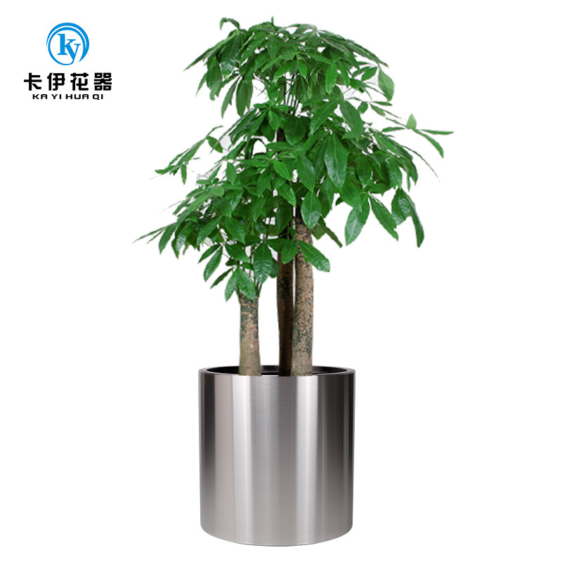 Kay flower custom extra large metal flower box flower bowl tree box floor to ceiling cylindrical outdoor stainless steel pot