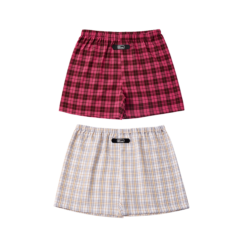 Emobrother* Retro Home Shorts/Plaid Cotton Boxer Shorts/Loose Flat Pants Underwear, Pack of Two Emobrother* Retro Home Shorts/Plaid Cotton Boxer Shorts/Loose Flat Pants Underwear, Pack of Two