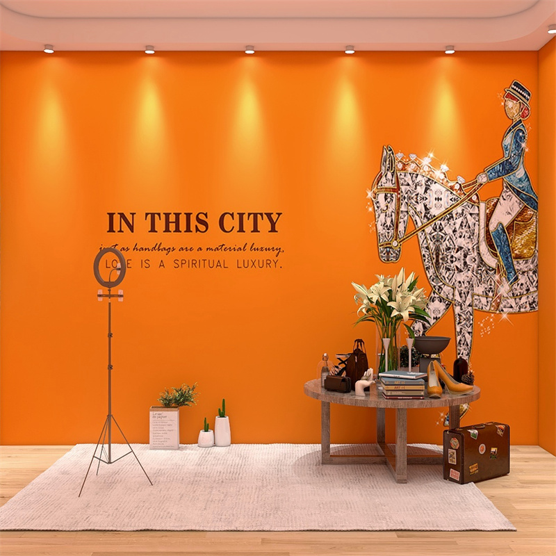 Hermes orange living room siding luxury clothing store bamboo wood fiberboard hotel integrated wall gusset custom