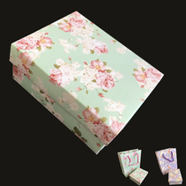 Elegant flower gift box Rectangular box Gift box Paper box packaging 1 handkerchief green purple