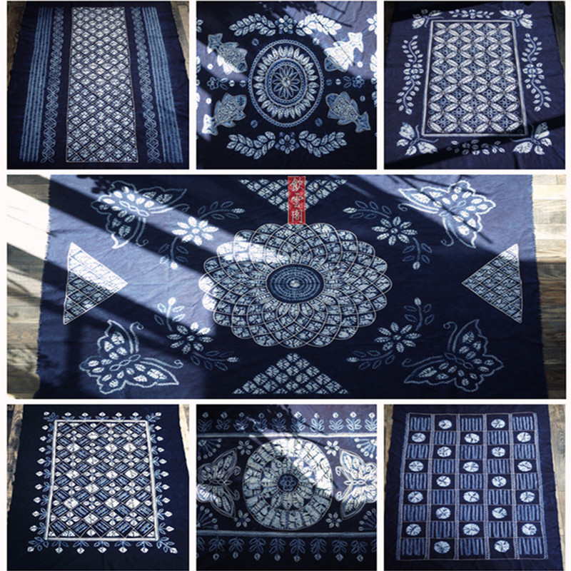 Tie-dyed tablecloth Yunnan Dali Blue Dye Bai handicraft ethnic style with hand gift B & B decoration 165 × 115cm