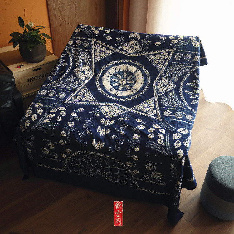 Boutique old flower type of blue dyed cloth blue cotton pure cotton cloth Yunnan African legacy tourism commemoration 195×145cm