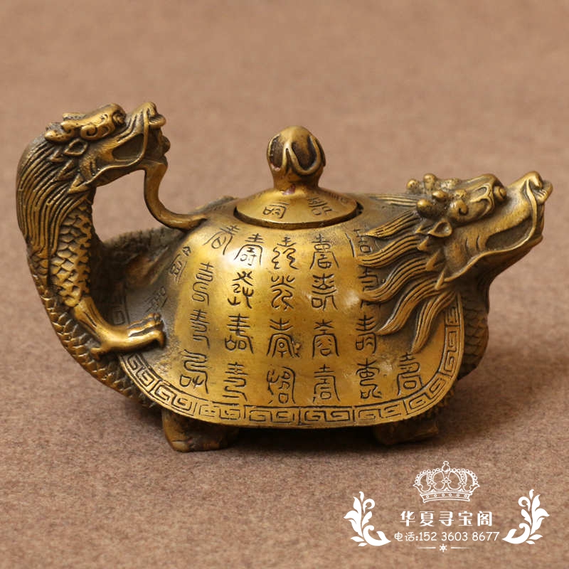 New products of pure copper turtle copper kettle Antique Damin Xuan De Copper Tea Kettle home decorative crafts