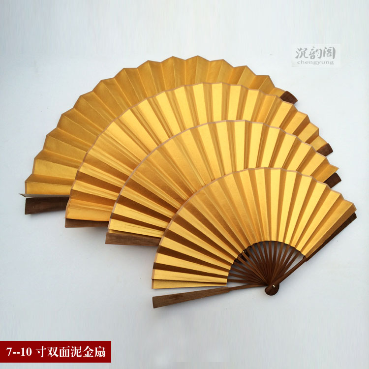 Fan-folding fan Dancing Fan Calligraphy Painting Fan Dance Fan 7 Inch 8 Inch 9 Inch 10 inch Single Double Face Clay Gold Calligraphy Painting