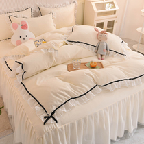 Summer lace bedding four-piece bed skirt with lace quilt cover princess wind cotton cotton girl heart sleep naked