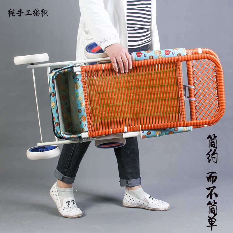 Baby bamboo rattan trolley ultra-light portable baby trolley folding bamboo rattan chine chair simple child umbrella car summer