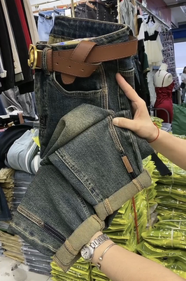 Plate-size slimming jeans for kids 2024 early spring new European style, straight-leg Harem pants for chubby girls, and radish dad pants