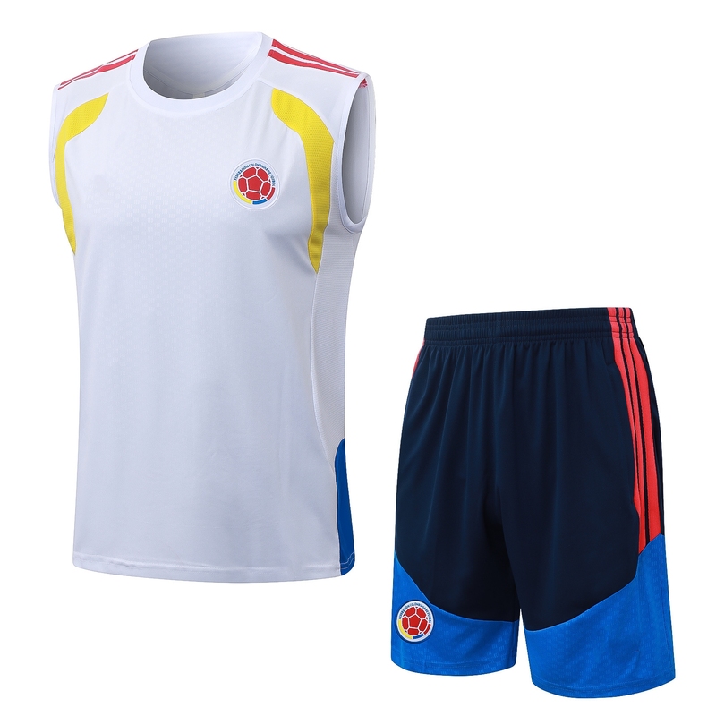 Colombia White Sleeveless Football Training Vest Jersey Men's 2627 Quick-Drying Running Fitness Shorts Sports