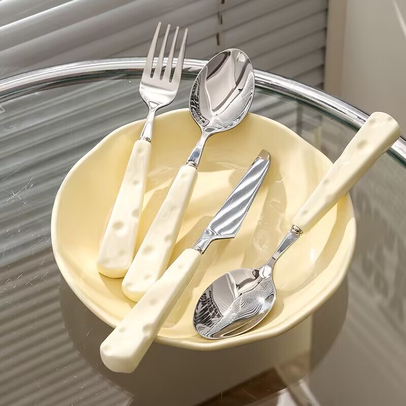 Cute Appearance ins Cheese Spoons and Forks Creative Student Children's Portable Tableware Internet-Famous Japanese Style