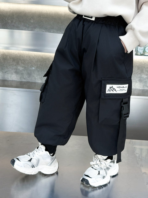 Boys' down Pants for Outdoor Wear, New 2026 Winter Model, Children's Thickened Cotton Pants, Baby Thickened Cargo Pants