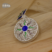  Foot silver brushed phoenix ball pendant Foot silver pendant Cloisonne sun brushed hollow copper drum pendant