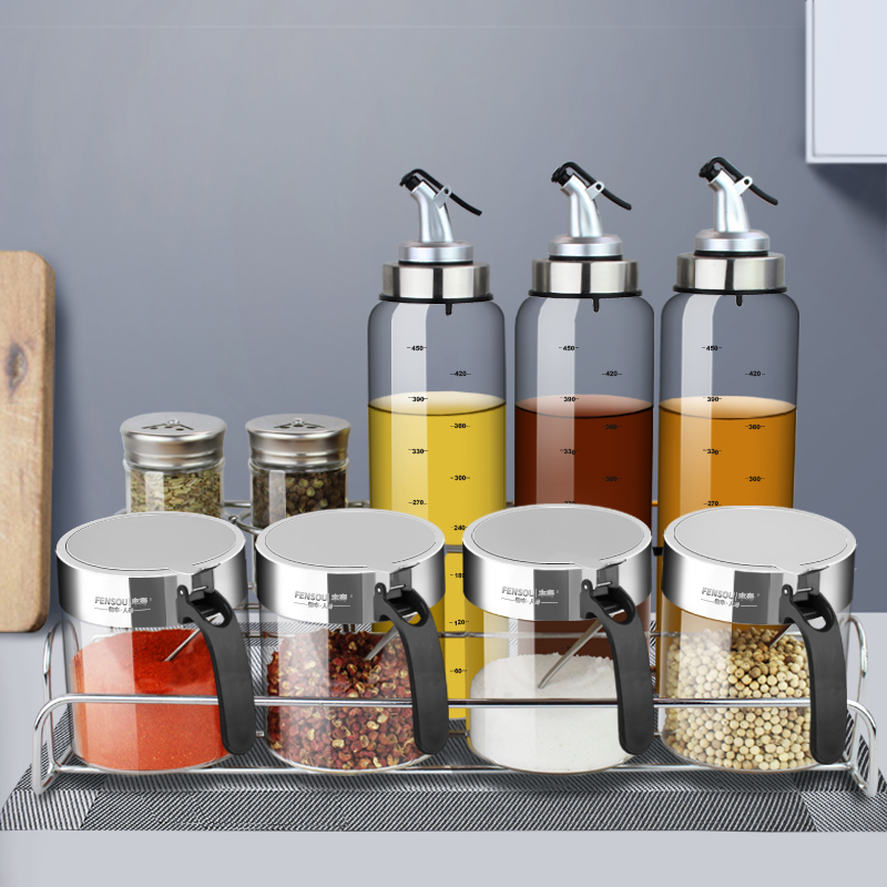 Large Capacity Seasoning Case Seasoned Bottle Day Chicken Essence Salt pepper Pepper Powder Jar Oil Sauce Vinegar Olive Oil Pot Suit Home