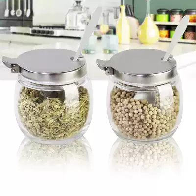 Fengshou glass seasoning bottle seasoning box with small spoon chicken essence Salt pepper pepper pepper pepper noodle jar kitchen New Product