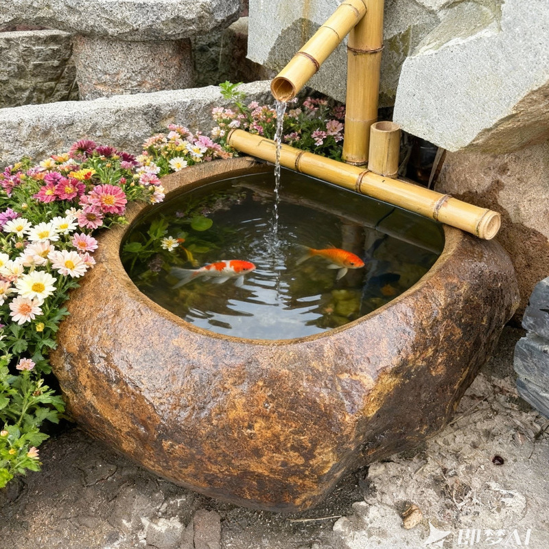 Stone Fish Tank, Small Fish Tank for Guesthouses, Balcony Outdoor Flowing Water Garden Landscaping, Pebbles, Japanese-Style Water Bowl, Water Lily Pot Stone Fish Tank, Small Fish Tank for Guesthouses, Balcony Outdoor Flowing Water Garden Landscaping, Pebbles, Japanese-Style Water Bowl, Water Lily Pot