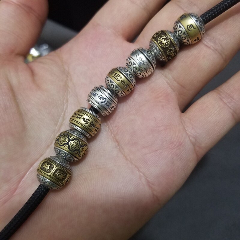 Reverse Scale Beads Can Be Rotated, 925 Sterling Silver Paracord Bracelet DIY Accessories, Large Hole Beads, Birth Year Motto Beads, Self-Added Accessories Reverse Scale Beads Can Be Rotated, 925 Sterling Silver Paracord Bracelet DIY Accessories, Large Hole Beads, Birth Year Motto Beads, Self-Added Accessories