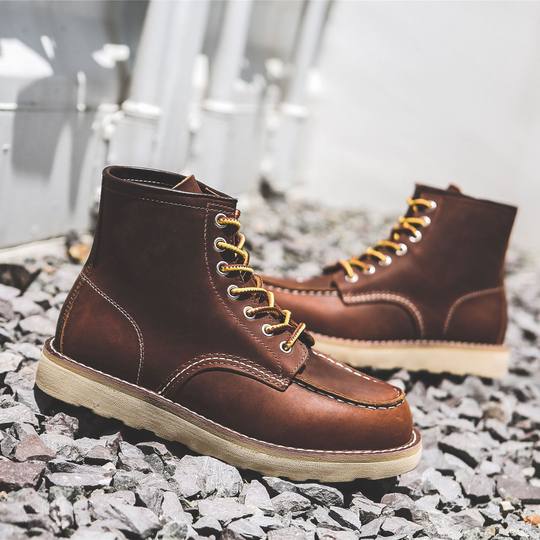 Ami khaki Martin boots men's 875 work boots toe-layer cowhide high-top handmade retro men's shoes motorcycle boots men's fashion