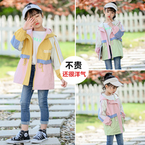 Girl Jacket Spring Autumn 2021 New pure cotton CUHK Girl girl collage Korean version Children with cap blouses