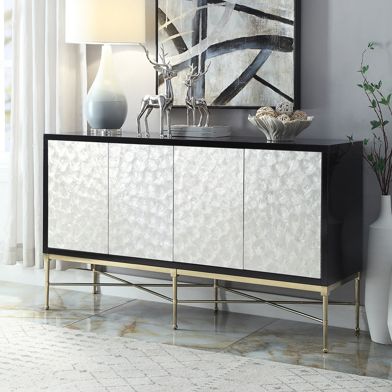 American light luxury dining cabinet post-modern multifunctional porch cabinet solid wood stainless steel shell furniture model room decoration